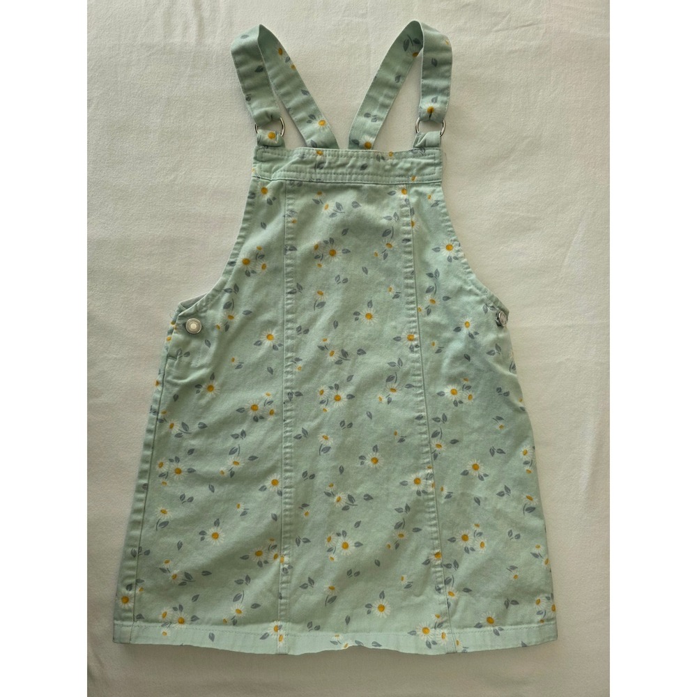 Max Studio Kids Jumper Dress Girl 6 Mint Green Daisy Floral Overalls Kidcore